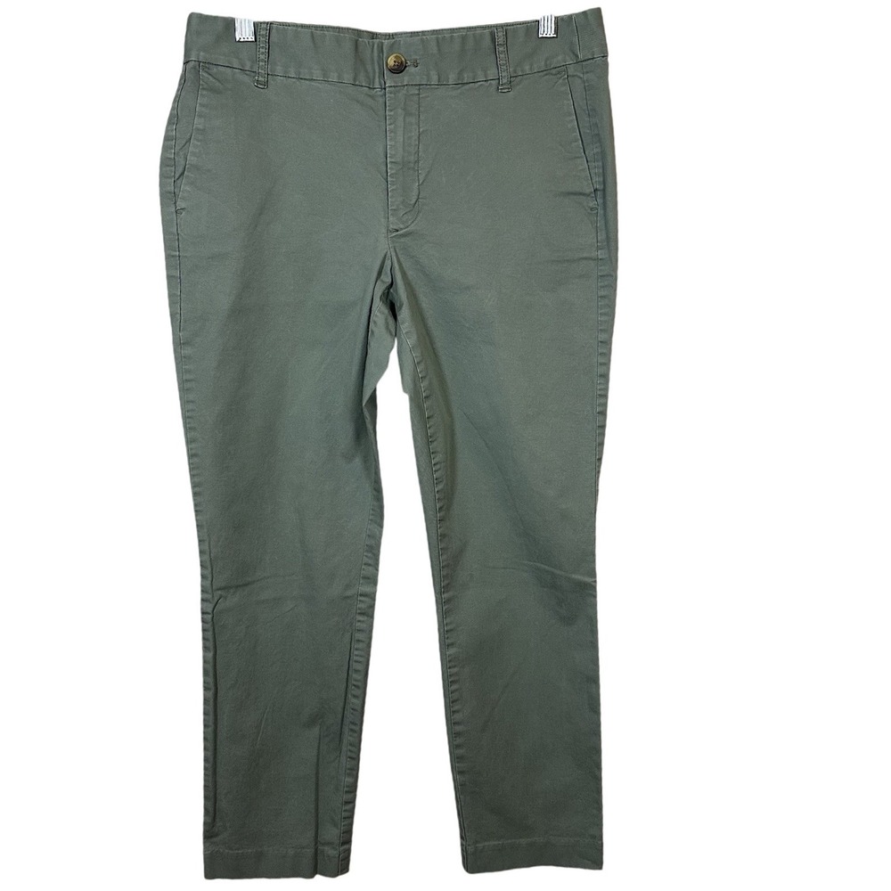 J. Crew Size 8 Stretch Olive Green Khaki Flat Front Stretch Chino Crop Pants